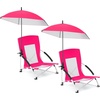 image:imageGiantex Low Folding Beach Chair with Detachable amp Adjustable Umbrella Carrying Bag Padded Armrests Mesh High Back Load 330 LBS AntiSlip Foot Pads Camping Chair for Picnic Lawn BluePink