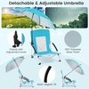image:imageGiantex Low Folding Beach Chair with Detachable amp Adjustable Umbrella Carrying Bag Padded Armrests Mesh High Back Load 330 LBS AntiSlip Foot Pads Camping Chair for Picnic Lawn BlueBlue