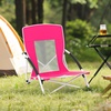 image:imageGiantex Low Folding Beach Chair with Detachable amp Adjustable Umbrella Carrying Bag Padded Armrests Mesh High Back Load 330 LBS AntiSlip Foot Pads Camping Chair for Picnic Lawn BluePink