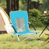 image:imageGiantex Low Folding Beach Chair with Detachable amp Adjustable Umbrella Carrying Bag Padded Armrests Mesh High Back Load 330 LBS AntiSlip Foot Pads Camping Chair for Picnic Lawn BlueBlue