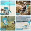 image:imageGiantex Low Folding Beach Chair with Detachable amp Adjustable Umbrella Carrying Bag Padded Armrests Mesh High Back Load 330 LBS AntiSlip Foot Pads Camping Chair for Picnic Lawn BlueBlue