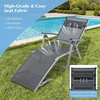 image:imageGiantex Outdoor Chaise Lounge Chair  Folding Lounge Chair w 8Level Adjustable Backrests Aluminum Frame Cozy Headrest Pillow Patio Recliner for Backyard Poolside Balcony 1 GrayGrey
