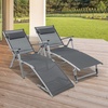 image:imageGiantex Outdoor Chaise Lounge Chair  Folding Lounge Chair w 8Level Adjustable Backrests Aluminum Frame Cozy Headrest Pillow Patio Recliner for Backyard Poolside Balcony 1 GrayGrey