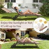 image:imageGiantex Outdoor Chaise Lounge Chair Tanning Chair with Sunshade and Smooth Wheels 6Level Adjustable Position Cup Holder Metal Frame Patio Chaise Lounge for Sunbathing Yard Poolside 11