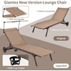 image:imageGiantex Outdoor Chaise Lounge Chair Tanning Chair with Sunshade and Smooth Wheels 6Level Adjustable Position Cup Holder Metal Frame Patio Chaise Lounge for Sunbathing Yard Poolside 11