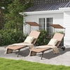 image:imageGiantex Outdoor Chaise Lounge Chair Tanning Chair with Sunshade and Smooth Wheels 6Level Adjustable Position Cup Holder Metal Frame Patio Chaise Lounge for Sunbathing Yard Poolside 11