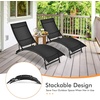 image:imageGiantex Outdoor Chaise Lounge Set of 2 Foldable Pool Lounge Chairs with 5Position Adjustable Backrest QuickDrying Fabric Patio Lounger for Backyard Beach Lawn Sunbathing Recliner BlackBlack
