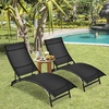 image:imageGiantex Outdoor Chaise Lounge Set of 2 Foldable Pool Lounge Chairs with 5Position Adjustable Backrest QuickDrying Fabric Patio Lounger for Backyard Beach Lawn Sunbathing Recliner BlackBlack