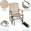 image:imageGiantex Outdoor Glider Chair WSturdy Metal Frame amp Breathable Mesh Fabric Porch Lounge Swing Rocking Chairs Set of 2 for Lawn Garden Porch Backyard Poolside Patio Gliders for OutsideKhaki