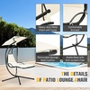 image:imageGiantex Outdoor Hanging Chaise Lounge Chair Patio Hammock Chair with Removable Canopy Cushion amp Antitoppling Rope Hanging Arc Chaise Hammock for Patio Poolside Backyard Garden Porch OrangeBeige