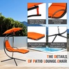 image:imageGiantex Outdoor Hanging Chaise Lounge Chair Patio Hammock Chair with Removable Canopy Cushion amp Antitoppling Rope Hanging Arc Chaise Hammock for Patio Poolside Backyard Garden Porch OrangeOrange