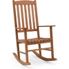 image:imageGiantex Outdoor Rocking Chair High Back Patio Rocker wArmrests Hardwood Lounge Rocking Chair with Smooth Rocking Base amp Slatted Design Wood Porch Rocker for Backyard Poolside 1 Natural1