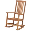 image:imageGiantex Outdoor Rocking Chair High Back Patio Rocker wArmrests Hardwood Lounge Rocking Chair with Smooth Rocking Base amp Slatted Design Wood Porch Rocker for Backyard Poolside 1 Natural1