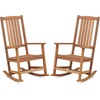 image:imageGiantex Outdoor Rocking Chair High Back Patio Rocker wArmrests Hardwood Lounge Rocking Chair with Smooth Rocking Base amp Slatted Design Wood Porch Rocker for Backyard Poolside 1 Natural2