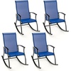 image:imageGiantex Outdoor Rocking Chair Set of 2  Patio Rocking Chairs wBreathable Backrest Sturdy Metal Frame amp Safe Ergonomic Design Cozy Fabric Rocker for Backyard Poolside 330 lbs BlackNavy