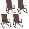 image:imageGiantex Outdoor Rocking Chair Set of 2  Patio Rocking Chairs wBreathable Backrest Sturdy Metal Frame amp Safe Ergonomic Design Cozy Fabric Rocker for Backyard Poolside 330 lbs BlackBrown