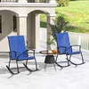 image:imageGiantex Outdoor Rocking Chair Set of 2  Patio Rocking Chairs wBreathable Backrest Sturdy Metal Frame amp Safe Ergonomic Design Cozy Fabric Rocker for Backyard Poolside 330 lbs BlackNavy