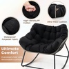 image:imageGiantex Outdoor Rocking Chair with Padded Cushion Oversized Papasan Chair PE Rattan Egg Rocker for Reading Front Porch Garden Patio Backyard 1BlackBlack