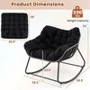 image:imageGiantex Outdoor Rocking Chair with Padded Cushion Oversized Papasan Chair PE Rattan Egg Rocker for Reading Front Porch Garden Patio Backyard 1BlackBlack