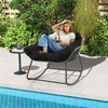 image:imageGiantex Outdoor Rocking Chair with Padded Cushion Oversized Papasan Chair PE Rattan Egg Rocker for Reading Front Porch Garden Patio Backyard 1BlackBlack