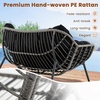 image:imageGiantex Outdoor Rocking Chair with Padded Cushion Oversized Papasan Chair PE Rattan Egg Rocker for Reading Front Porch Garden Patio Backyard 1BlackBlack