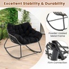 image:imageGiantex Outdoor Rocking Chair with Padded Cushion Oversized Papasan Chair PE Rattan Egg Rocker for Reading Front Porch Garden Patio Backyard 1BlackBlack