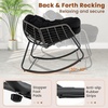 image:imageGiantex Outdoor Rocking Chair with Padded Cushion Oversized Papasan Chair PE Rattan Egg Rocker for Reading Front Porch Garden Patio Backyard 1BlackBlack
