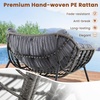 image:imageGiantex Outdoor Rocking Chair with Padded Cushion Oversized Papasan Chair PE Rattan Egg Rocker for Reading Front Porch Garden Patio Backyard 1BlackGrey