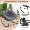 image:imageGiantex Outdoor Rocking Chair with Padded Cushion Oversized Papasan Chair PE Rattan Egg Rocker for Reading Front Porch Garden Patio Backyard 1BlackGrey