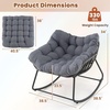 image:imageGiantex Outdoor Rocking Chair with Padded Cushion Oversized Papasan Chair PE Rattan Egg Rocker for Reading Front Porch Garden Patio Backyard 1BlackGrey