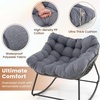 image:imageGiantex Outdoor Rocking Chair with Padded Cushion Oversized Papasan Chair PE Rattan Egg Rocker for Reading Front Porch Garden Patio Backyard 1BlackGrey