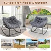 image:imageGiantex Outdoor Rocking Chair with Padded Cushion Oversized Papasan Chair PE Rattan Egg Rocker for Reading Front Porch Garden Patio Backyard 1BlackGrey