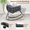 image:imageGiantex Outdoor Rocking Chair with Padded Cushion Oversized Papasan Chair PE Rattan Egg Rocker for Reading Front Porch Garden Patio Backyard 1BlackGrey