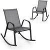 image:imageGiantex Outdoor Rocking Chairs Set of 2 Patio Rocking Chairs wBreathable Seat amp Back HeavyDuty Metal Support Ergonomic Outside Rocker for Backyard Poolside Garden 2 BrownGrey