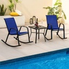 image:imageGiantex Outdoor Rocking Chairs Set of 2 Patio Rocking Chairs wBreathable Seat amp Back HeavyDuty Metal Support Ergonomic Outside Rocker for Backyard Poolside Garden 2 BrownBlue