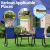 image:imageGiantex Outdoor Rocking Chairs Set of 2 Patio Rocking Chairs wBreathable Seat amp Back HeavyDuty Metal Support Ergonomic Outside Rocker for Backyard Poolside Garden 2 BrownBlue