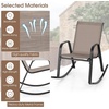 image:imageGiantex Outdoor Rocking Chairs Set of 2 Patio Rocking Chairs wBreathable Seat amp Back HeavyDuty Metal Support Ergonomic Outside Rocker for Backyard Poolside Garden 2 BrownLight Coffee