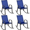 image:imageGiantex Outdoor Rocking Chairs Set of 2 Patio Rocking Chairs wBreathable Seat amp Back HeavyDuty Metal Support Ergonomic Outside Rocker for Backyard Poolside Garden 2 BrownBlue