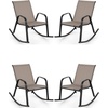 image:imageGiantex Outdoor Rocking Chairs Set of 2 Patio Rocking Chairs wBreathable Seat amp Back HeavyDuty Metal Support Ergonomic Outside Rocker for Backyard Poolside Garden 2 BrownLight Coffee