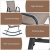 image:imageGiantex Outdoor Rocking Chairs Set of 2 Patio Rocking Chairs wBreathable Seat amp Back HeavyDuty Metal Support Ergonomic Outside Rocker for Backyard Poolside Garden 2 BrownLight Coffee