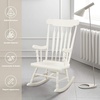 image:imageGiantex Outdoor Wood Rocking Chair  Patio Rocking Chair with Solid Rubber Wood Frame Slat Back Outside amp Indoor Rocker for Garden Poolside Balcony Backyard Lawn Front Porch Rocker NaturalWhite