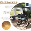 image:imageGiantex Outdoor Wood Rocking Chair  Patio Rocking Chair with Solid Rubber Wood Frame Slat Back Outside amp Indoor Rocker for Garden Poolside Balcony Backyard Lawn Front Porch Rocker NaturalBlack