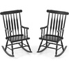 image:imageGiantex Outdoor Wood Rocking Chair  Patio Rocking Chair with Solid Rubber Wood Frame Slat Back Outside amp Indoor Rocker for Garden Poolside Balcony Backyard Lawn Front Porch Rocker NaturalBlack