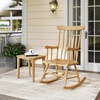 image:imageGiantex Outdoor Wood Rocking Chair  Patio Rocking Chair with Solid Rubber Wood Frame Slat Back Outside amp Indoor Rocker for Garden Poolside Balcony Backyard Lawn Front Porch Rocker NaturalNatural