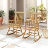 image:imageGiantex Outdoor Wood Rocking Chair  Patio Rocking Chair with Solid Rubber Wood Frame Slat Back Outside amp Indoor Rocker for Garden Poolside Balcony Backyard Lawn Front Porch Rocker NaturalNatural