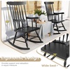 image:imageGiantex Outdoor Wood Rocking Chair  Patio Rocking Chair with Solid Rubber Wood Frame Slat Back Outside amp Indoor Rocker for Garden Poolside Balcony Backyard Lawn Front Porch Rocker NaturalBlack