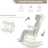image:imageGiantex Outdoor Wood Rocking Chair  Patio Rocking Chair with Solid Rubber Wood Frame Slat Back Outside amp Indoor Rocker for Garden Poolside Balcony Backyard Lawn Front Porch Rocker NaturalWhite