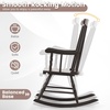 image:imageGiantex Outdoor Wood Rocking Chair  Patio Rocking Chair with Solid Rubber Wood Frame Slat Back Outside amp Indoor Rocker for Garden Poolside Balcony Backyard Lawn Front Porch Rocker NaturalDark Coffee
