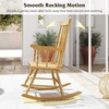 image:imageGiantex Outdoor Wood Rocking Chair  Patio Rocking Chair with Solid Rubber Wood Frame Slat Back Outside amp Indoor Rocker for Garden Poolside Balcony Backyard Lawn Front Porch Rocker NaturalNatural