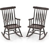image:imageGiantex Outdoor Wood Rocking Chair  Patio Rocking Chair with Solid Rubber Wood Frame Slat Back Outside amp Indoor Rocker for Garden Poolside Balcony Backyard Lawn Front Porch Rocker NaturalDark Coffee